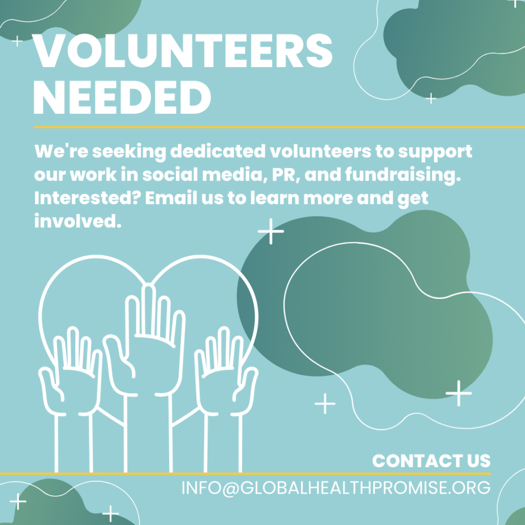 We're seeking dedicated volunteers to support our work in social media, PR, and fundraising. Interested? Email us to learn more and get involved. Volunteer - Global Health Promise Saving mothers who are trafficked or in sex work and their children